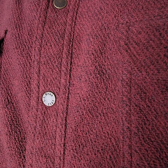 LL Bean Shirt Jacket Men’s XL Red Snap Fleece Shacket Elbow Patches Gorpcore - Picture 2 of 9